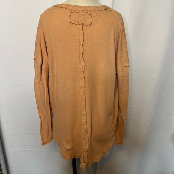 Free People We The Free Oversized Slouchy Long Sleeve Thermal Top Orange XS - Picture 3 of 7